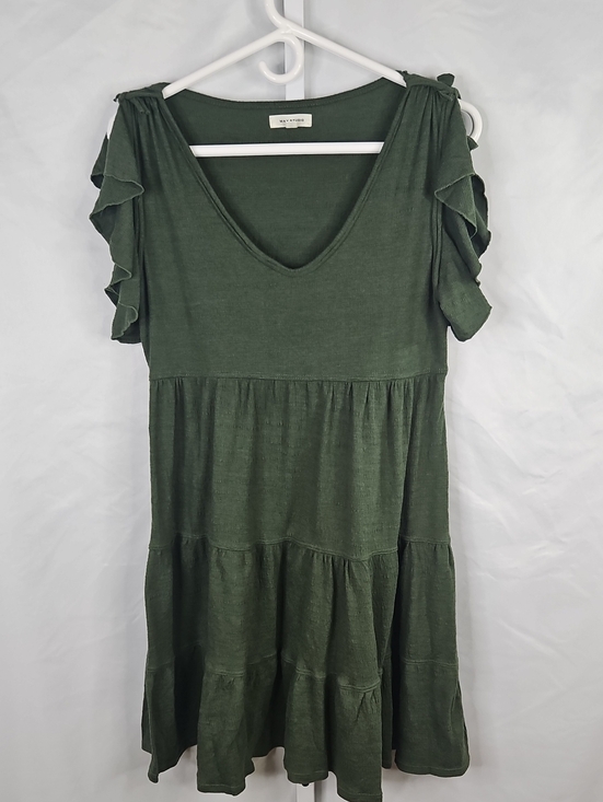 Max Studio Dresses & Skirts - Max Studio Dark Olive Tiered V-Neck Ruffle Sleeve Dress Size Small